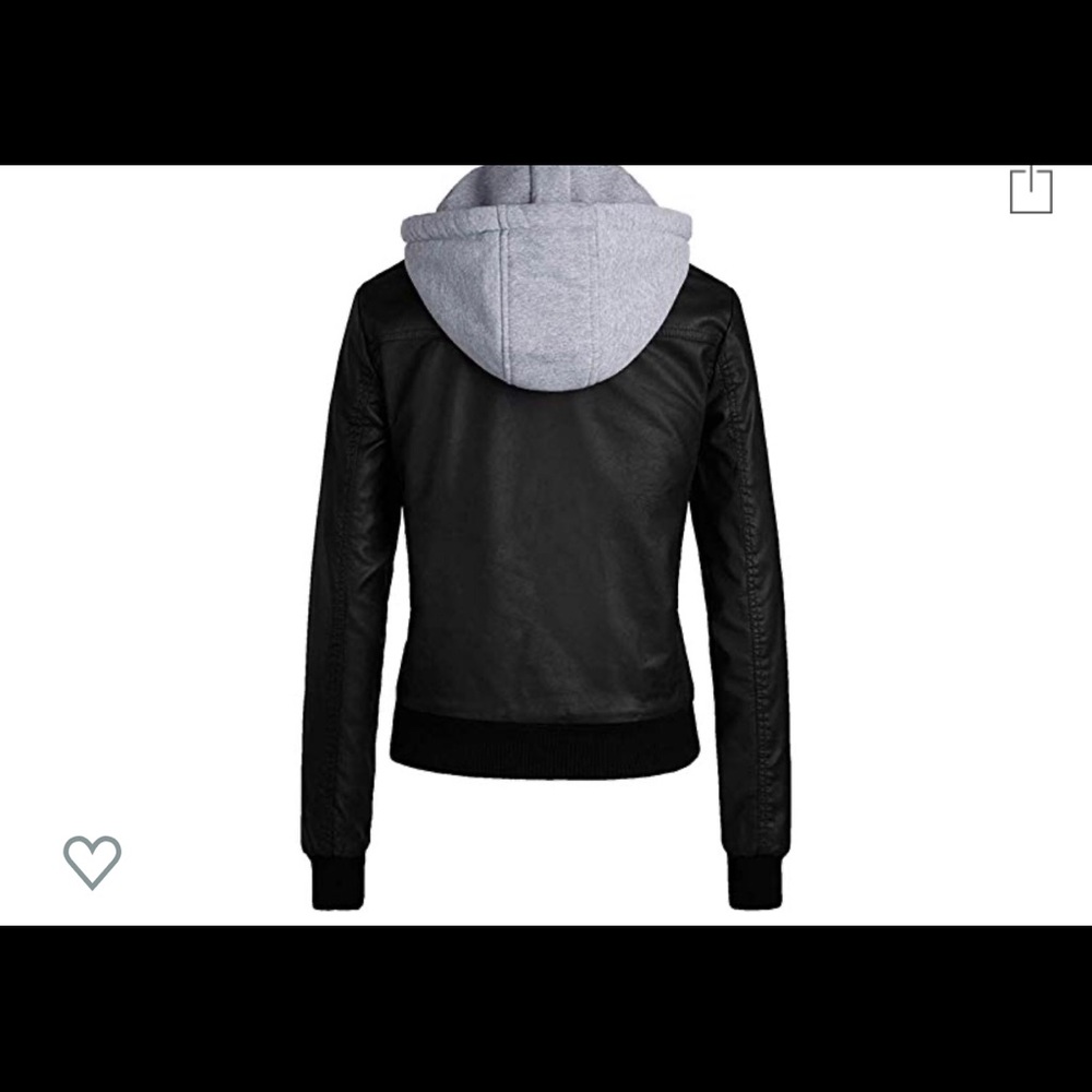 Hooded Faux Leather Moto Jacket